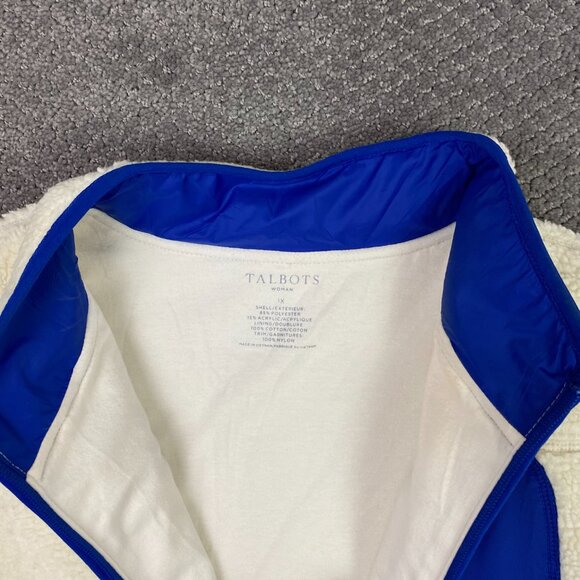 Talbots Fleece Vest Women's 1X White Blue Deep Pile Sherpa Full Zip - Picture 4 of 10